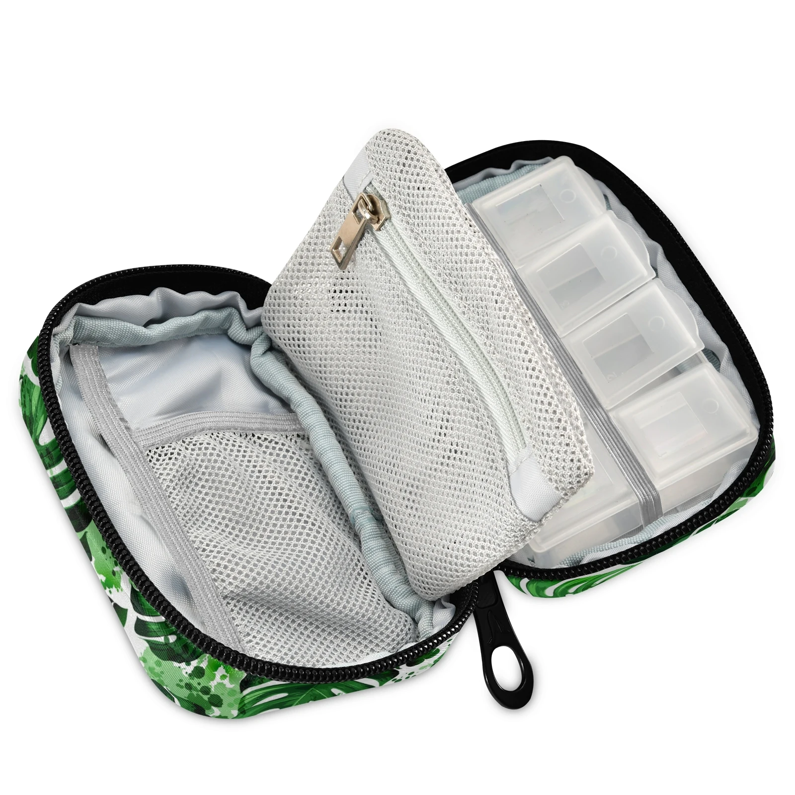 Portable Camping First Aid Kit Emergency Pill Bag Storage Case Tropical Palm Leaves Print Outdoor Travel Survival Kit Empty Bag