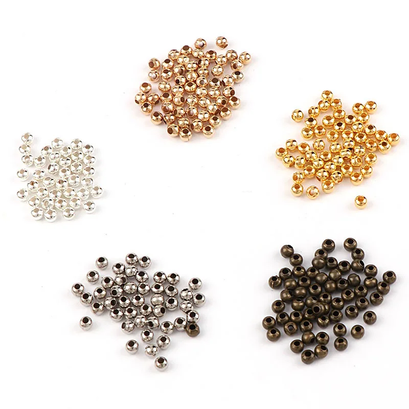 3mm 4mm 6mm Metal Beads Round Loose Spacer Beads for Jewelry Making Diy Bracelet Necklace Accessories Wholesale
