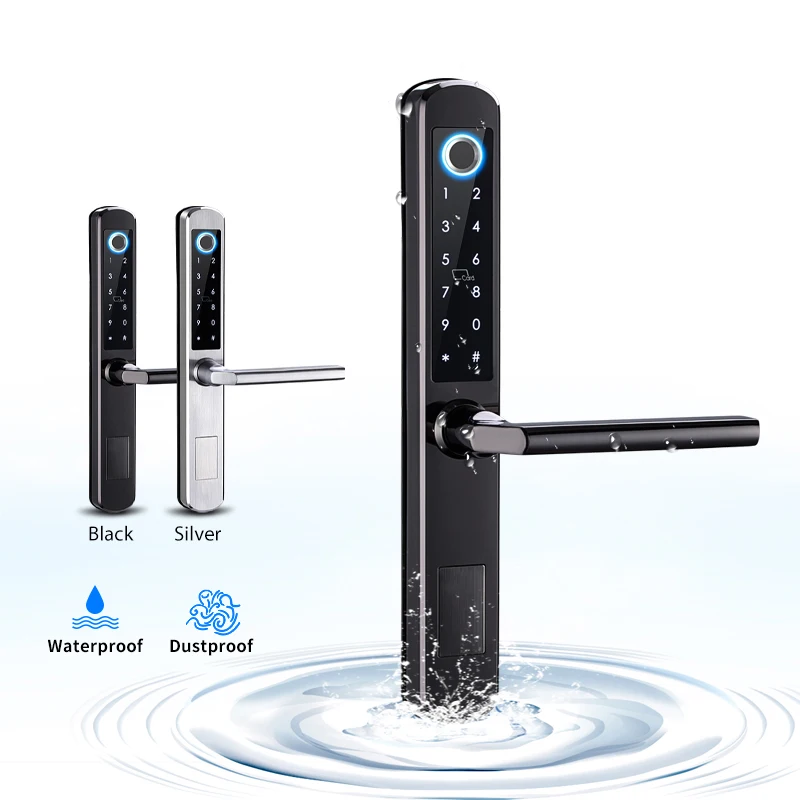 Cerradura de puerta doble con huella dactilar, dispositivo de cierre inteligente ttlock para puerta exterior, de hierro, para casa, jardín y Patio