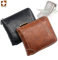 Men's Leather Wallet Brand Short Handy Purse Male Pocket Bag For Coin Money Leather Zipper Wallet Mini Card Holder Small Purse