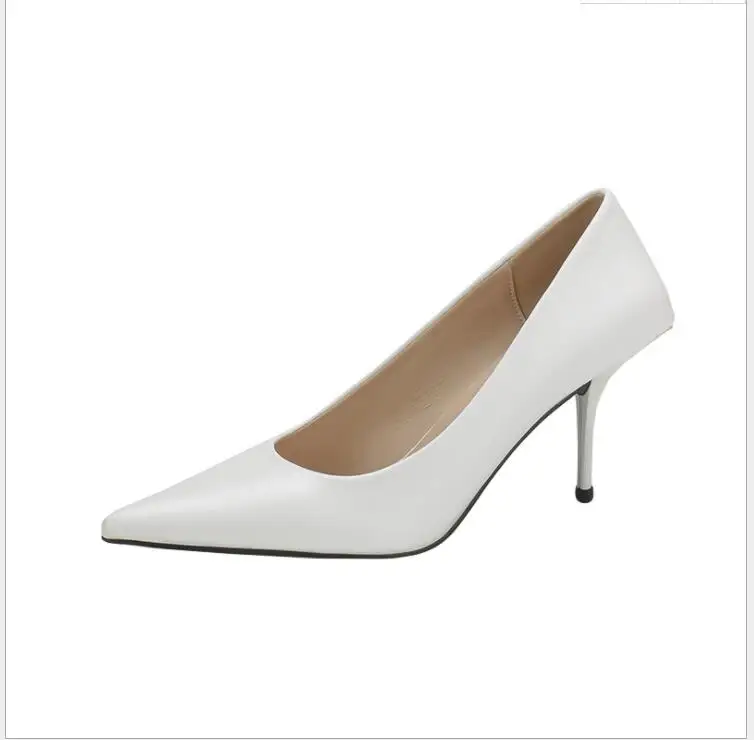 

Classic Sexy Stiletto pointed pumps mid High Heels Women Pumps Shoes Patent leather Wedding Design sense professional work shoes