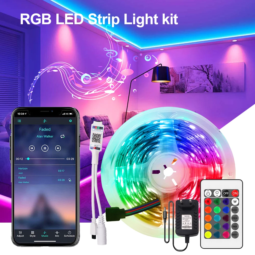

Bluetooth RGB светодиодный светильник с дистанционным управлением DC12V 5050 RGB светильник гибкая лента водонепроницаемая лента Диодная полоса светильник 5 м 10 м 15 м 20 м