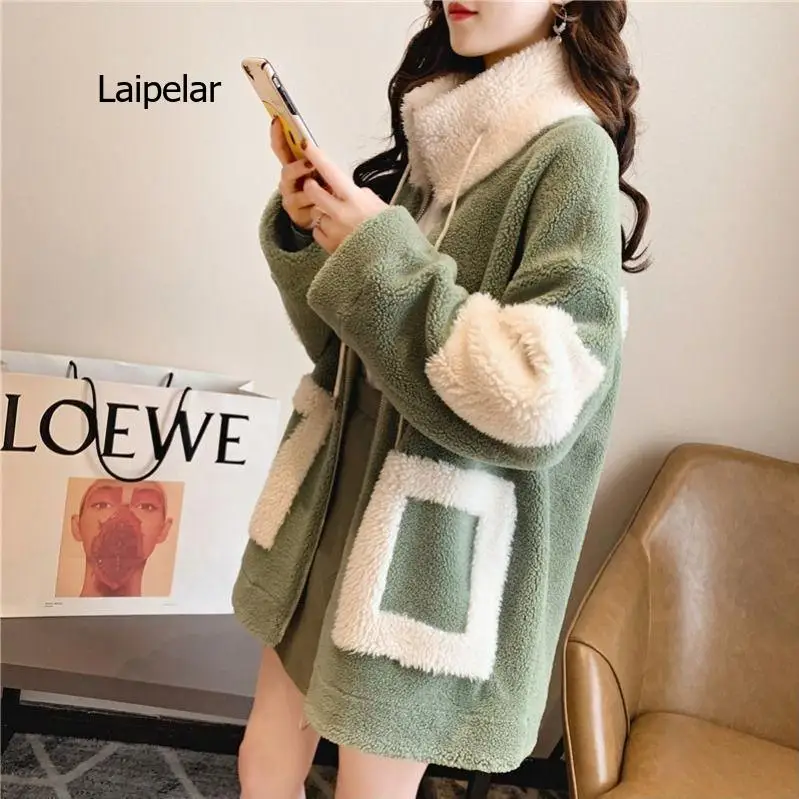 

2021 new autumn and winter women's wool coat mid-length velvet coat