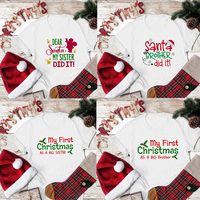 My First Christmas As A Big Brother/Sister Children Christmas Anouncement Tshirt Kids Boys Girls Clothes Fashion Holiday Top Tee