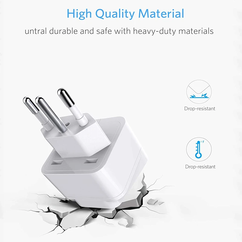 Brazil South Africa Travel Plug Adapter Grounded Universal Type N Plug Adapter BR To US Adapter - Ultra Compact For Brazil South