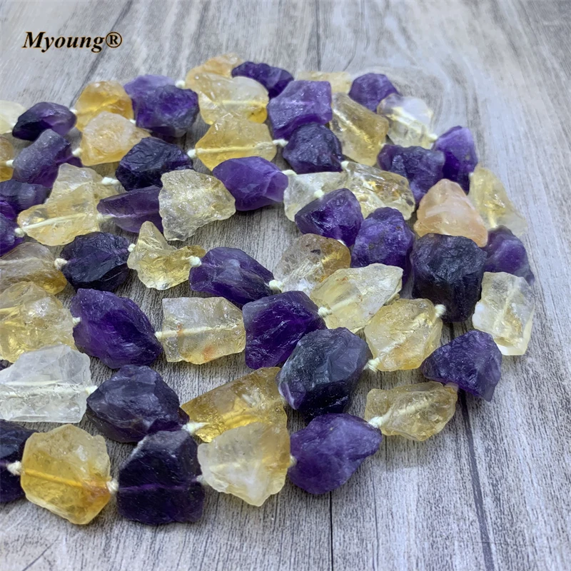 Natural Raw Amethysts Citrines DIY Necklace Bracelets Earrings Crystal Nugget Loose Beads For Jewelry Making MY210662