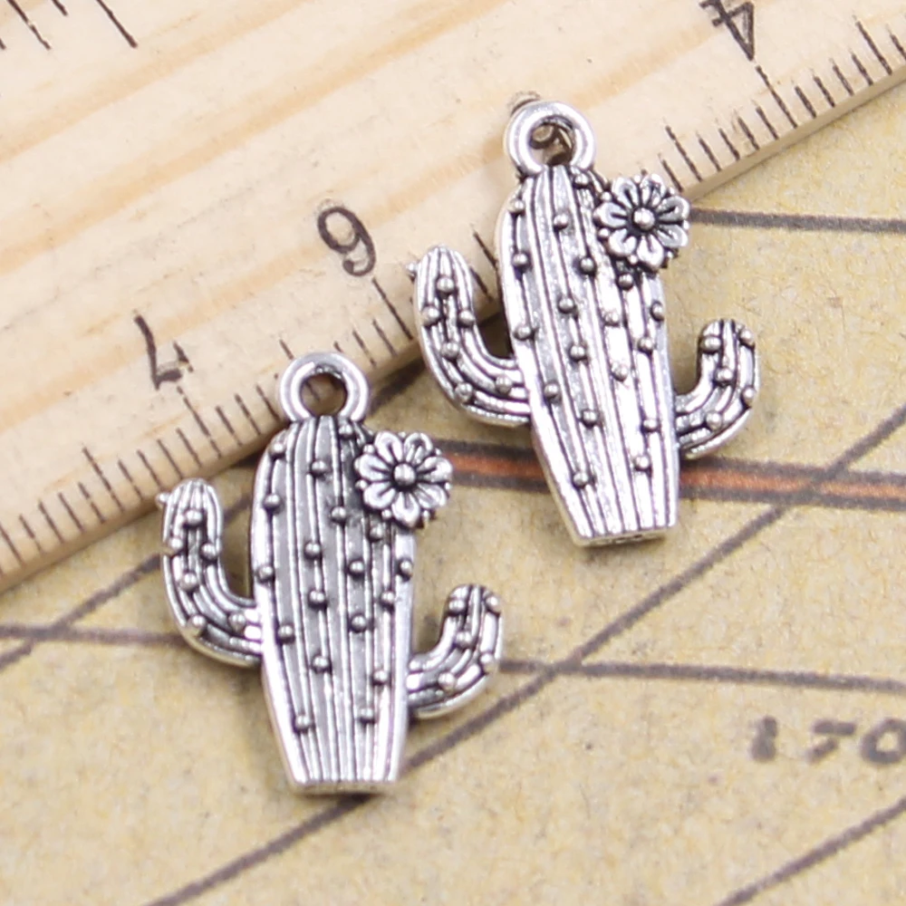 20 sztuk Charms pustynny kaktus kwiat 20x15mm tybetański brąz kolor srebrny wisiorki antyczna biżuteria dokonywanie DIY Handmade Craft