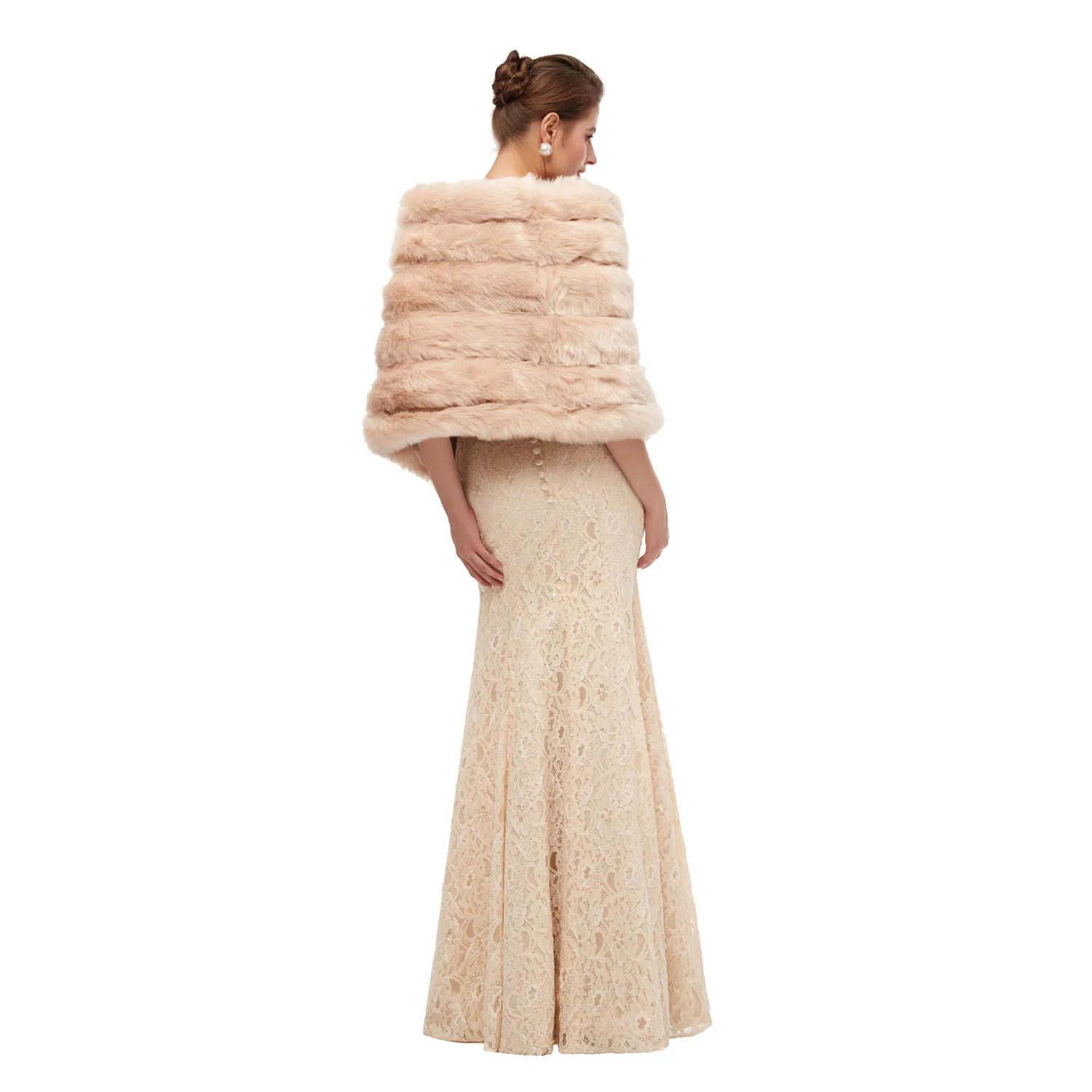 JaneVini 2020 eleganckie zimowe płaszcze ślubne dla narzeczonych Faux Fur Cape ciepłe kobiety szal Wrap płaszcz Wedding Party Bolero akcesoria