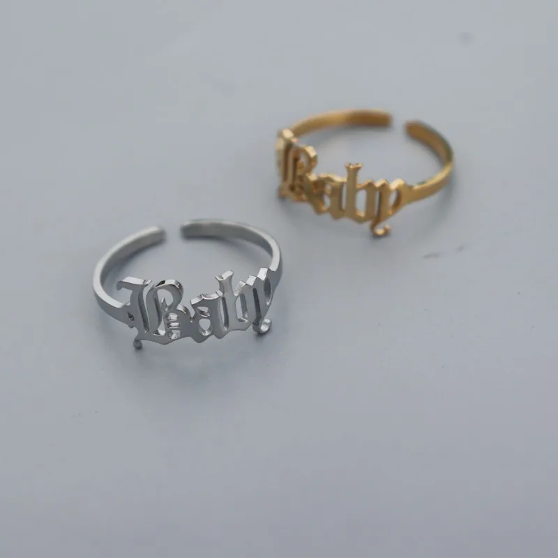 Anelli per bambini regolabili per ragazze gioielli in acciaio inossidabile vecchi anelli con lettere inglesi oro argento colore Bague Femme regalo