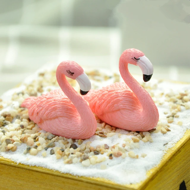 Micro Flamingo Figurine Miniature Animals Ornaments Resin Craft Mini Fairy Garden Decor Home Ornament DIY Accessories