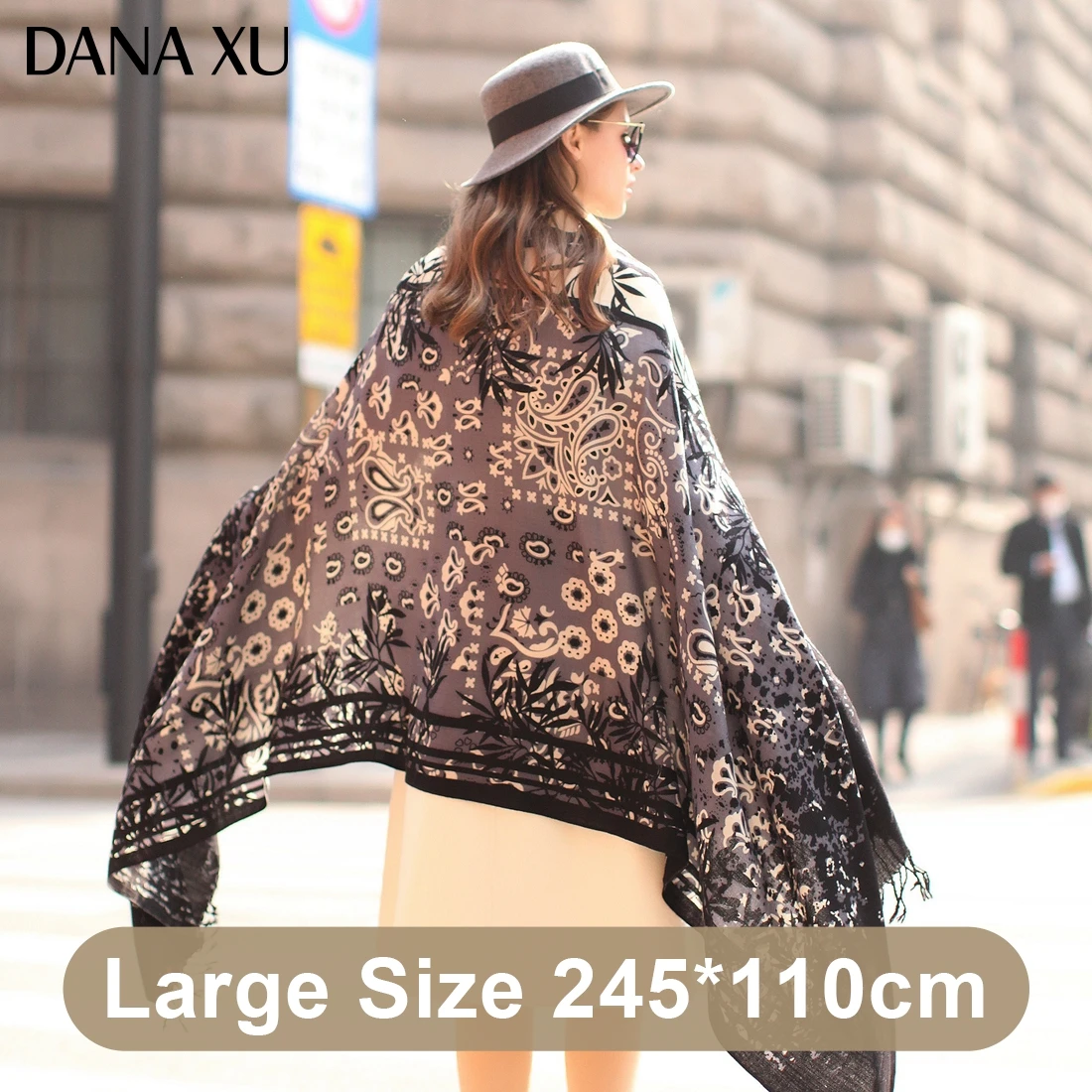 DANA XU Bufanda Mujer Wolle Poncho Kopf Frauen Dame Warme Schal Stola Bandana Schal Hijab Luxus Marke Pashmina Winter 2021