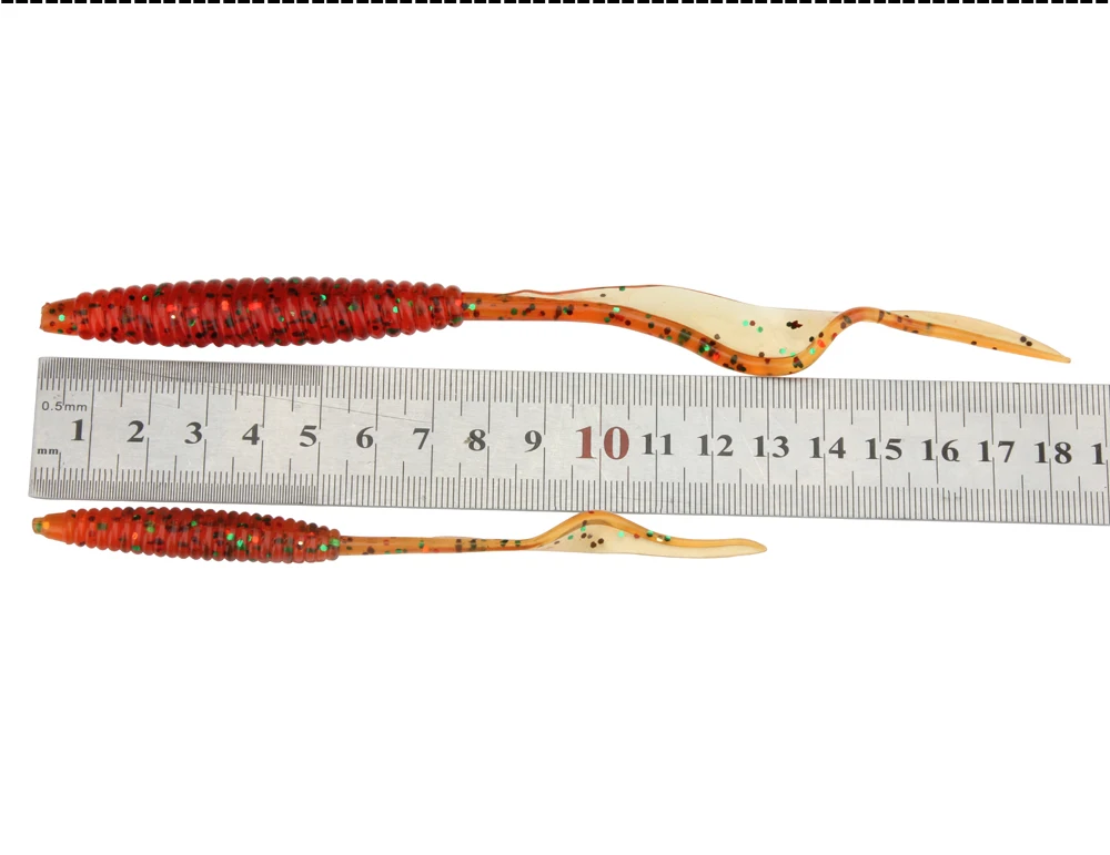 Spinpoler 18 cm 13 cm weicher Köder, Wurmköder, flexibel, langer Schwanz, 4 Farben, Silikon, Regenwurm, Würmer, lebensechter Angelköder, 5 Stück/Packung – Detail 3
