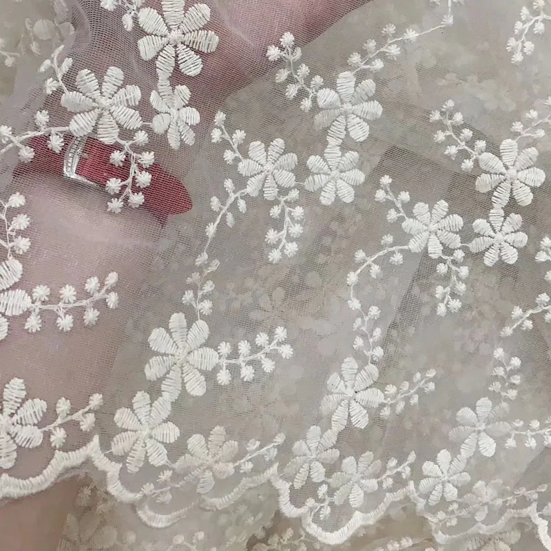 Mesh Embroidered Water-souble Lace Fabric Handmade DIY Sewing Clothes for wedding dress French Tulle Lace Trim Accessories