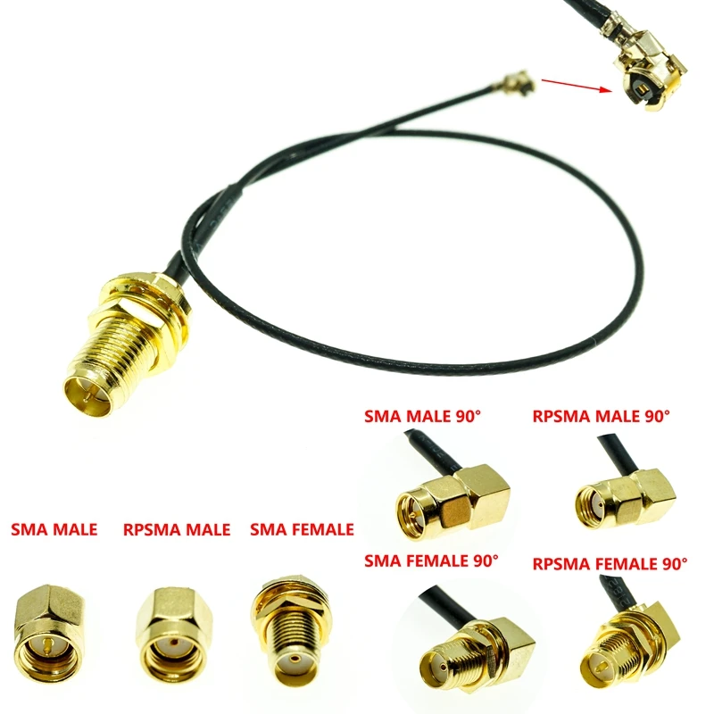 Kabel U.FL MHF1 UFL do RP-SMA SMA Żeński Męski Antena WiFi RF Koaksjalny Pigtail 1.13mm Kabel ufl 1.13mm Wybierz Długość