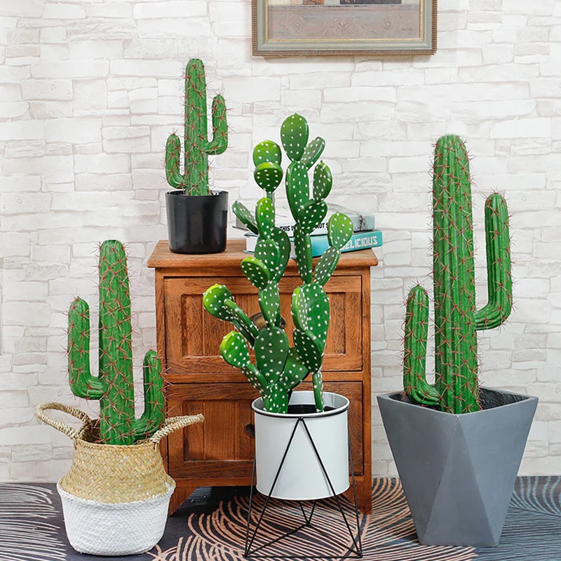 30-43cm Artificial Cactus Decor Tropical Plants Fake Succulent Plant Green Thorn Ball Desert Cactus Tree For Home Office Decor