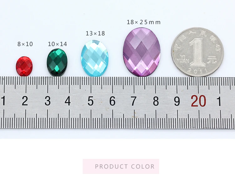 20p 18x25mm Oval Color Glass stone Foiled Flat back Non-Hotfix faceted crystal rhinestones Cabochon button jewelry making beads