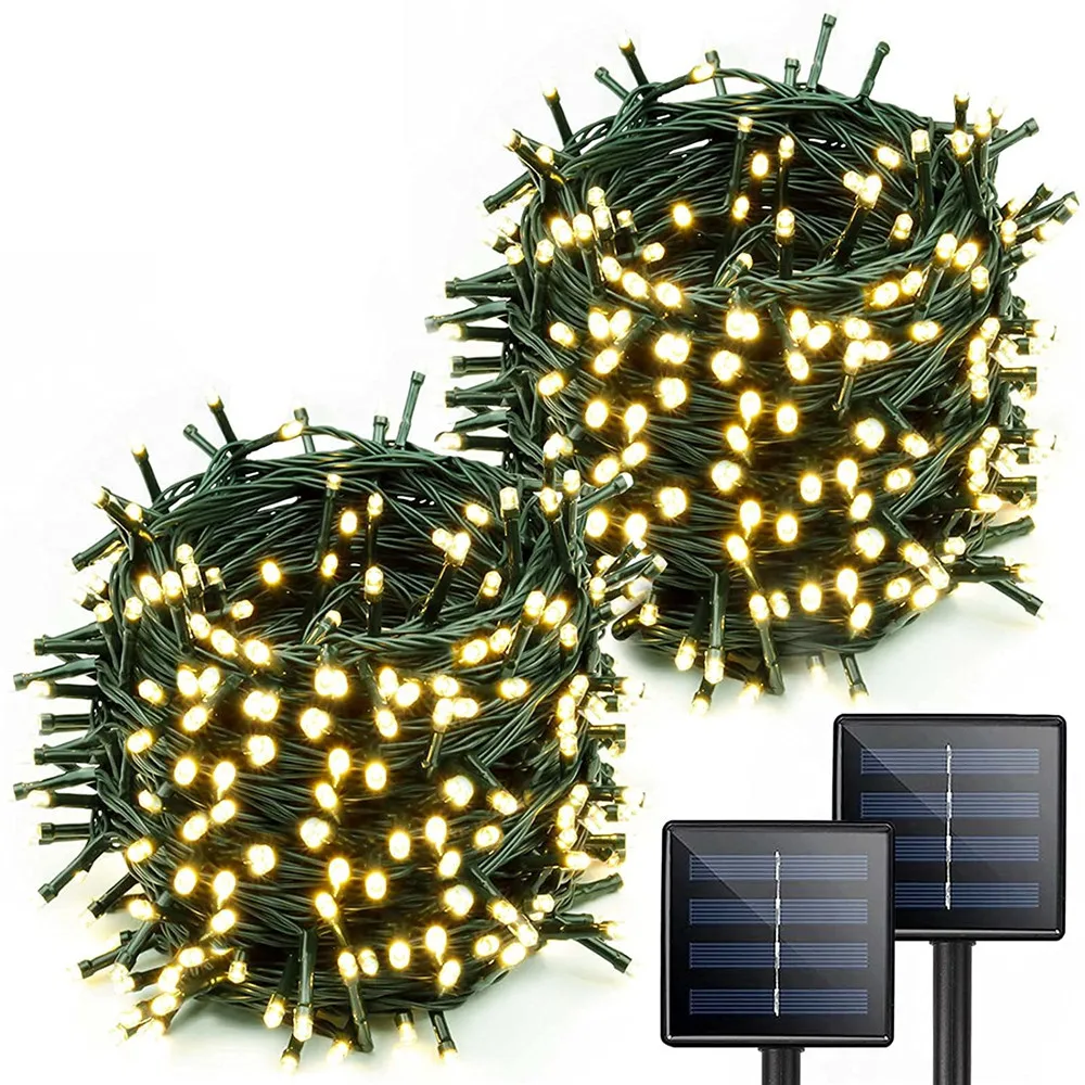 

2 Pack Solar Christmas Festoon Street Garland 10M 20M Waterproof Outdoor Fairy Lighting String for Garden New Year Decoration