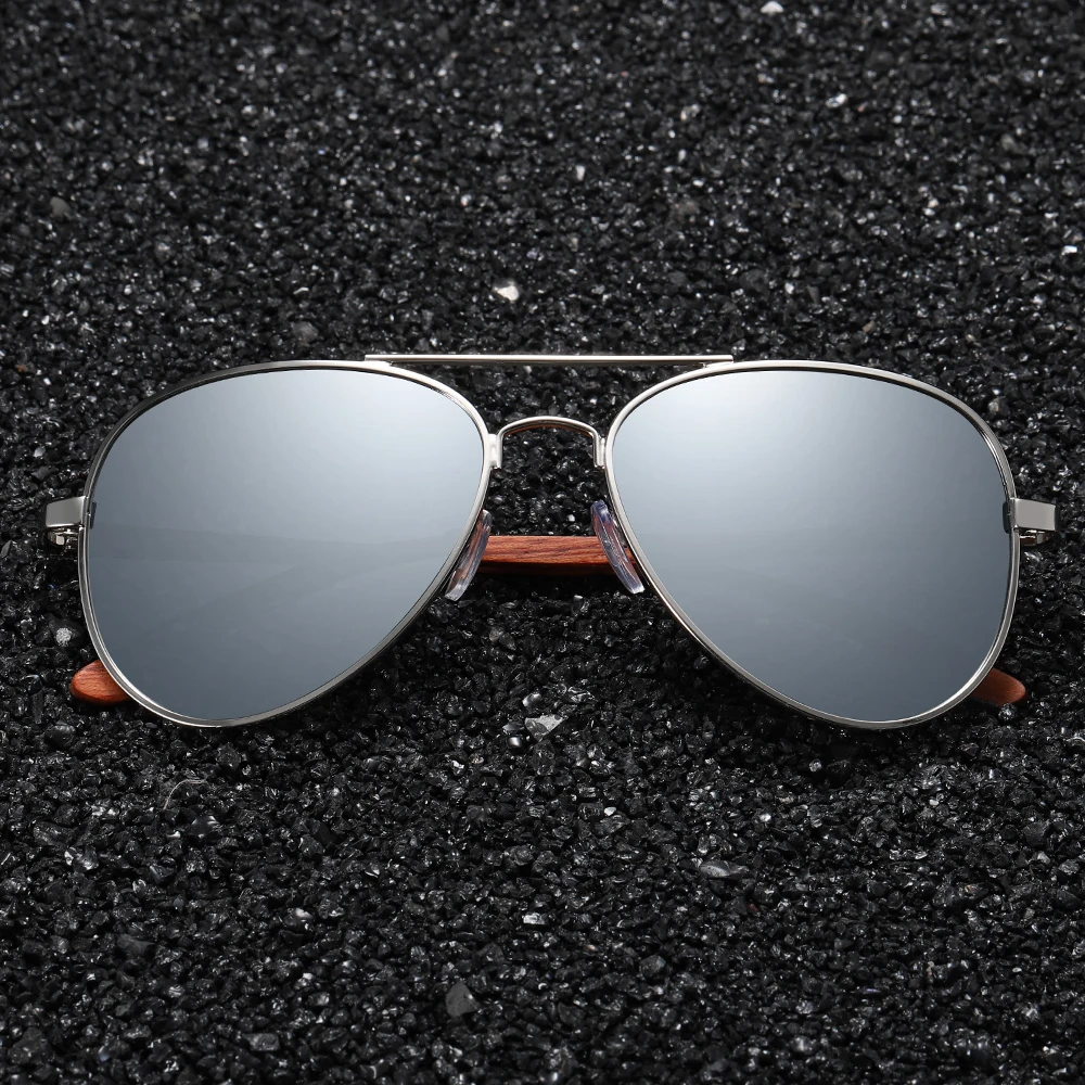 GM Classic Wood Sunglasses Pilot Metal Frame Wooden Sunglasses Men Metal Driving Luxury Shades UV400 gafas de sol mujer S2801