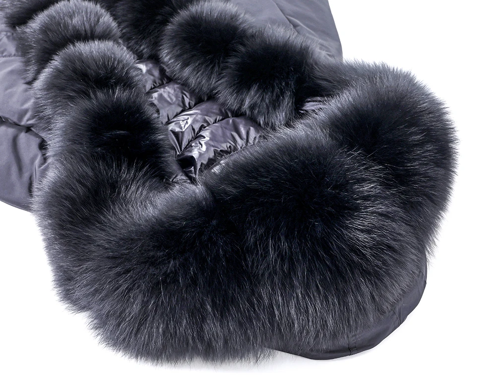 MMK fashion warm winter coat ladies real fur coat natural real fox fur collar loose long parka coat fur coat detachable