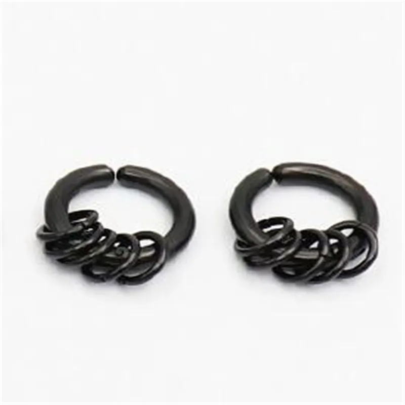 Große Creolen aus Edelstahl, 1 Paar, runde Form, 3 mm x 12 mm, Herren, Farbe: Schwarz. – Detail 9