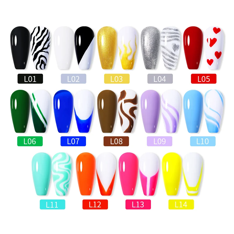 LILYCUTE-UV Gel esmalte, branco, preto, forro, colorido, listra pintura francesa, semi permanente, desenho art, 5ml