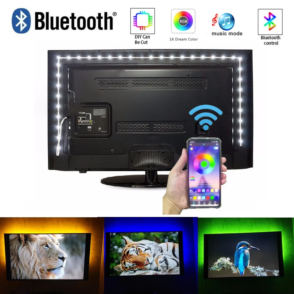 Taśma LED Light, kontrola aplikacji Bluetooth, podświetlenie telewizora, 5V USB taśma RGB Bluetooth lampa do dekoracja otoczenia i TV