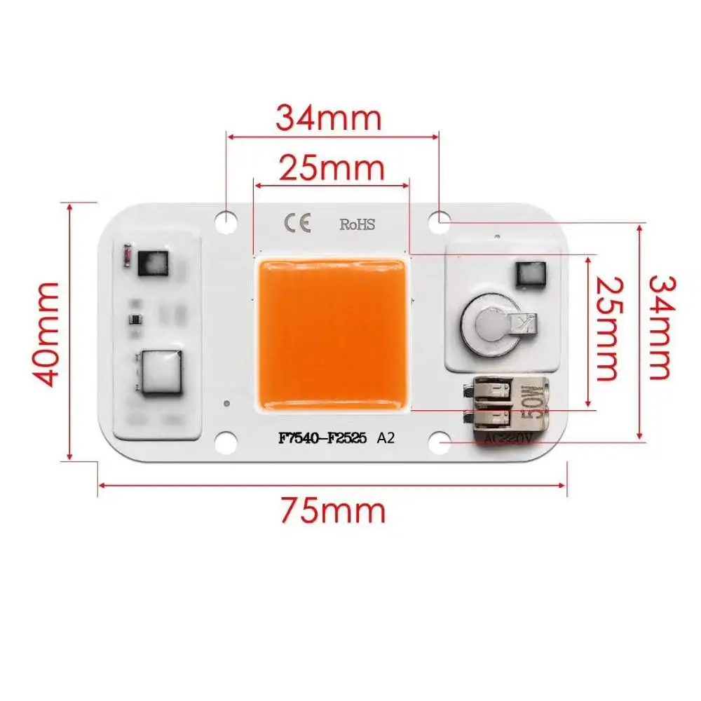 Imagem -02 - Microplaqueta Conduzida do Rgb da Espiga 50w Ac220v Nenhum Motorista da Necessidade Lâmpada Exterior da Planta Espectro Completo Caixa Crescente da Barraca Iluminação Interna da Planta Aquática a