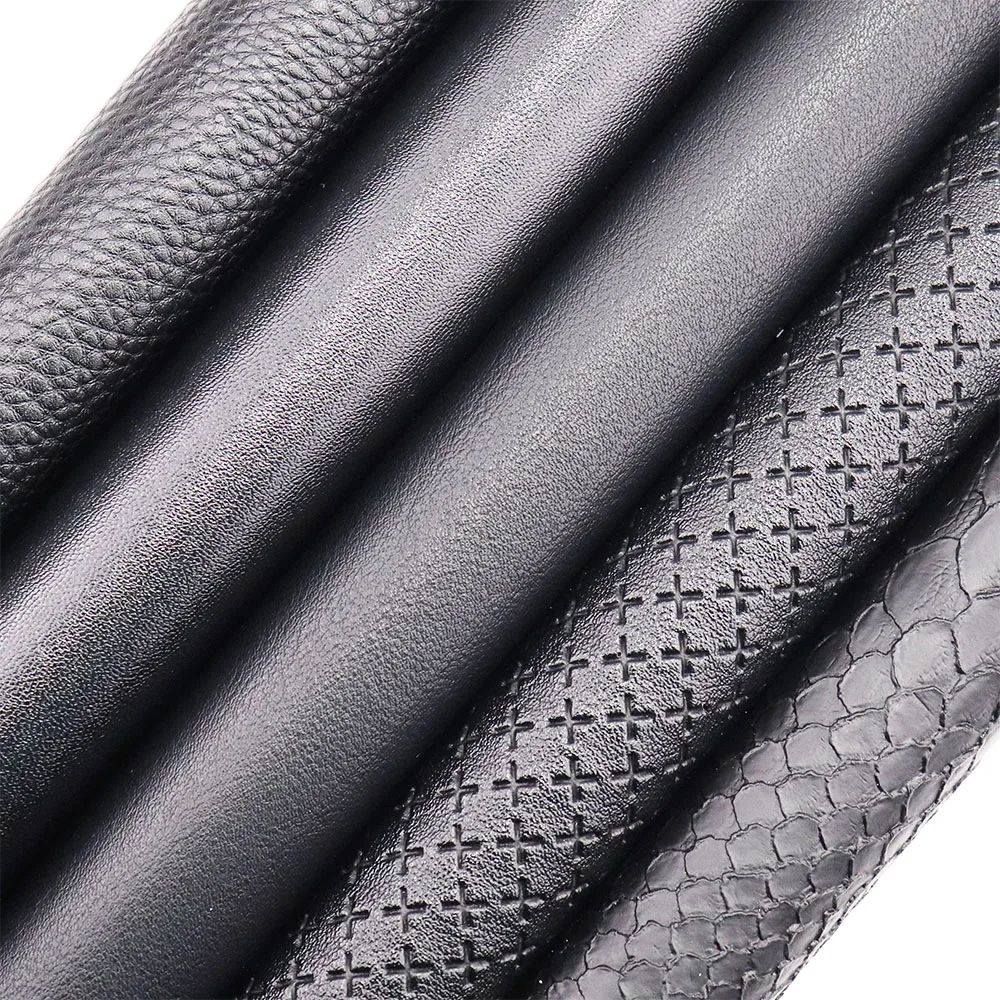 Black Litchi Weave Diamond Textured Smooth Soft Faux Synthetic Leather Fabric For Wedding Decoration DIY Craft H0623