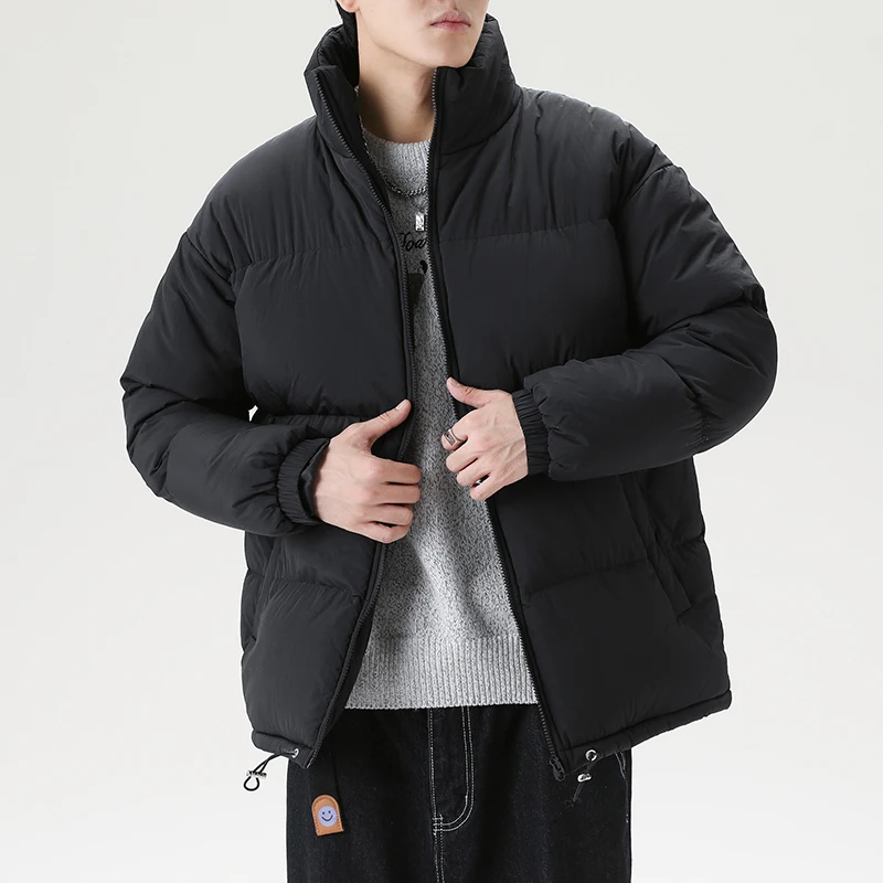 Simple Design Mens Fashion Winter Thick Puffer Jacket Stand Collar Zipper Warm Parkas Outwear Harajuku Colorful Bubble Coats