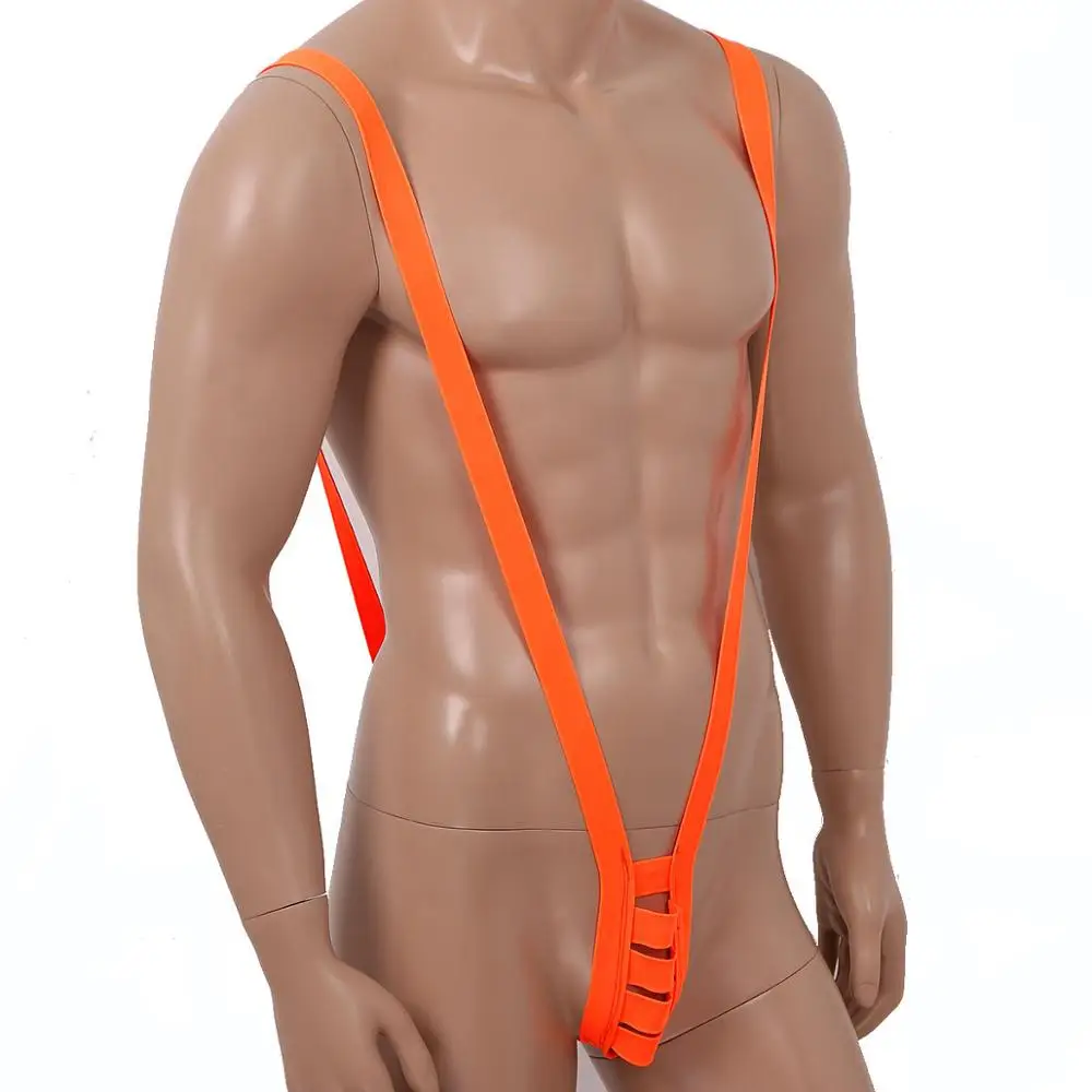 Mens Mankini Thong Sex Underwear Lingerie Hot Sexy Sex Costume One-piece Style Deep V-shaped Stretchy Exotic Suspender Bodysuit