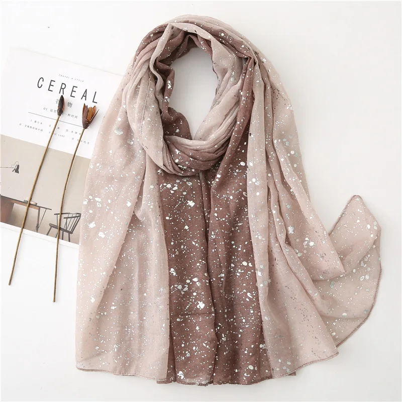 

Ladies Fashion Ombre Glitter Shiny Dot Viscose Shawl Scarf Autumn Winter Warm Pashmina Stole Bufanda Muslim Hijab Sjaal 180*90Cm