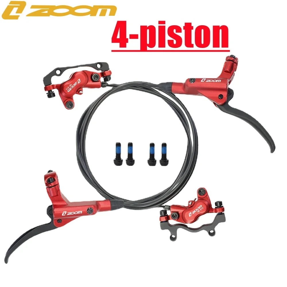 

ZOOM Mountain Bike 4 Piston Hydraulic Disc Brake 800/1400mm MTB DH AM FR Bike Oil Pressure Clamp Caliper Brake 160mm Rotor