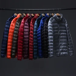 0-10℃ Man Ultra Light Down Jackets Men Winter Coat Ultralight Portable Stand Collar Down Parkas Windproof Overcoat 6XL