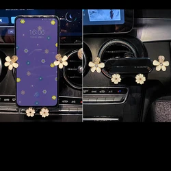 Bling Crystal Alloy Flowers Gravity Phone Bracket for Car Phone Mount Air Vent Navigation Holder Universal for iPhone Samsung