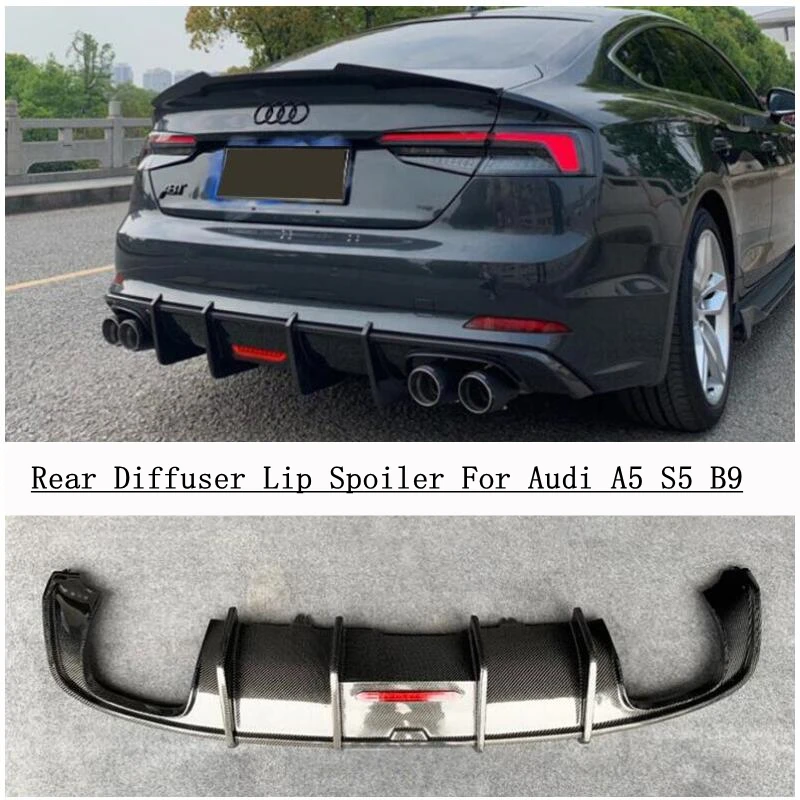 

For Audi A5 S5 B9 2017-2020 Real Carbon Fiber Rear Diffuser Lip Spoiler Bumper Splitters High Quality Auto Accessories