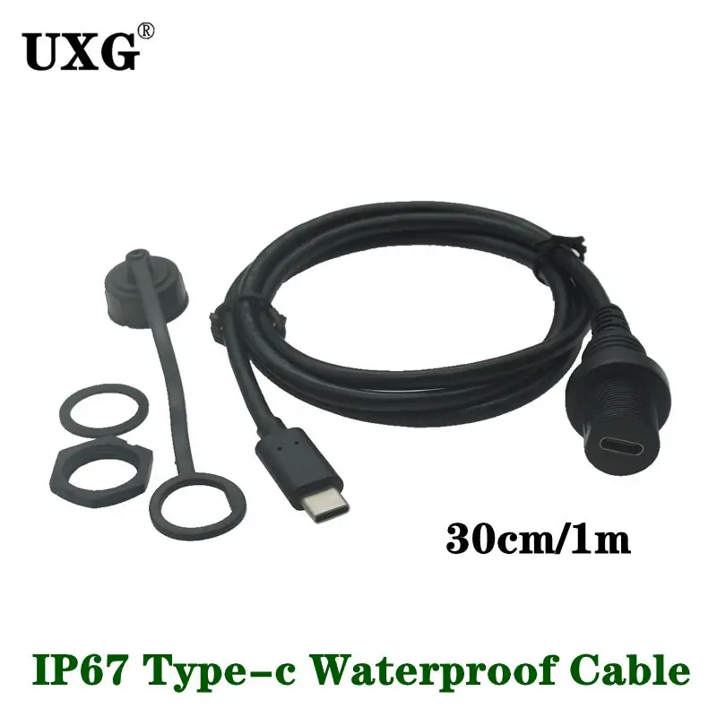 

USB-C IP67 Waterproof Cable type-c 3.1 IP 67 Male to Female Panel Mount Water Proof Connector Extension cord 5Gbps