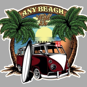 Auto Camper Van Aufkleber, Auto -Tablet -Dekalques, Surf, Ratten -Dub, Cox -Kombination 12 Hauptverkaufsstil Dub - №10