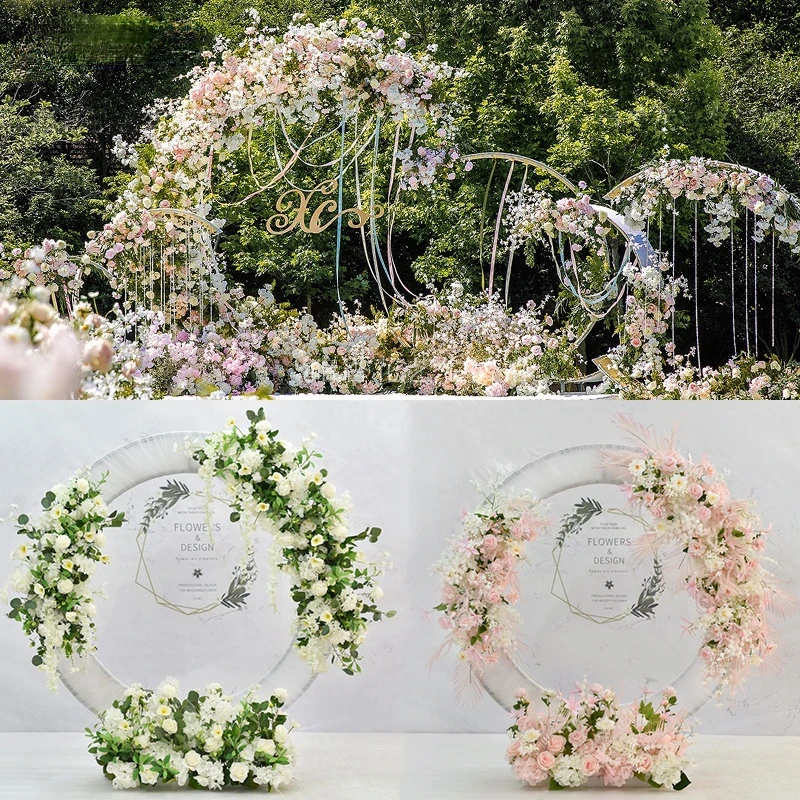

New Wedding Artificial Flower Row Ring Arch Decoration Flower Wedding Home Party Photo Shoot Background Road Lead Flowers