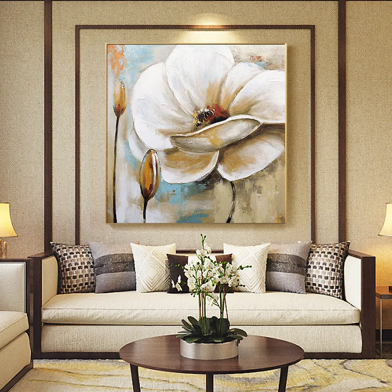 

Pure hand-painted Oil Painting Abstract Modern Floral Decoration E Room Restaurant Entrance Hallway Light Luxury Custom Mural Pa