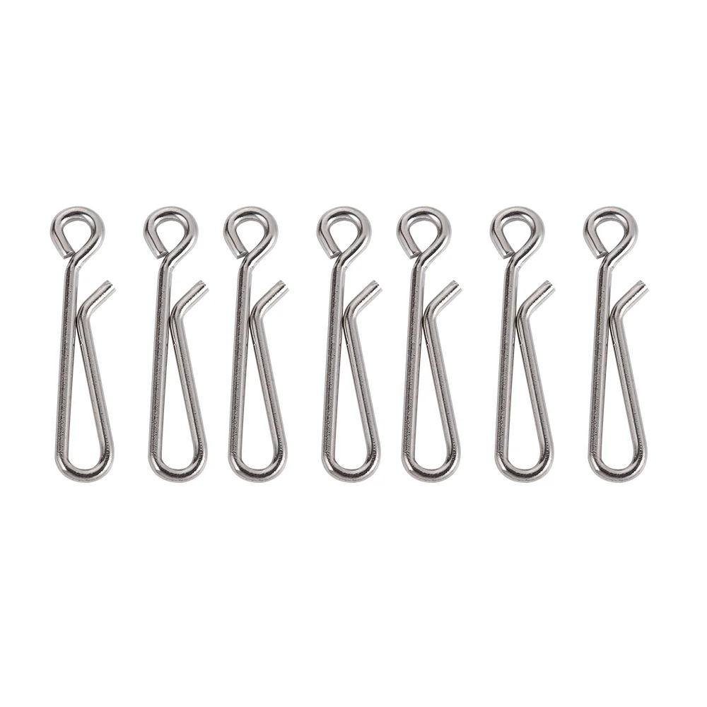 100pcs Stainless Steel Hook Fast Clip Lock Snap Swivel Solid Rings Safety Snaps Fishing Hook Connector Hook Tool