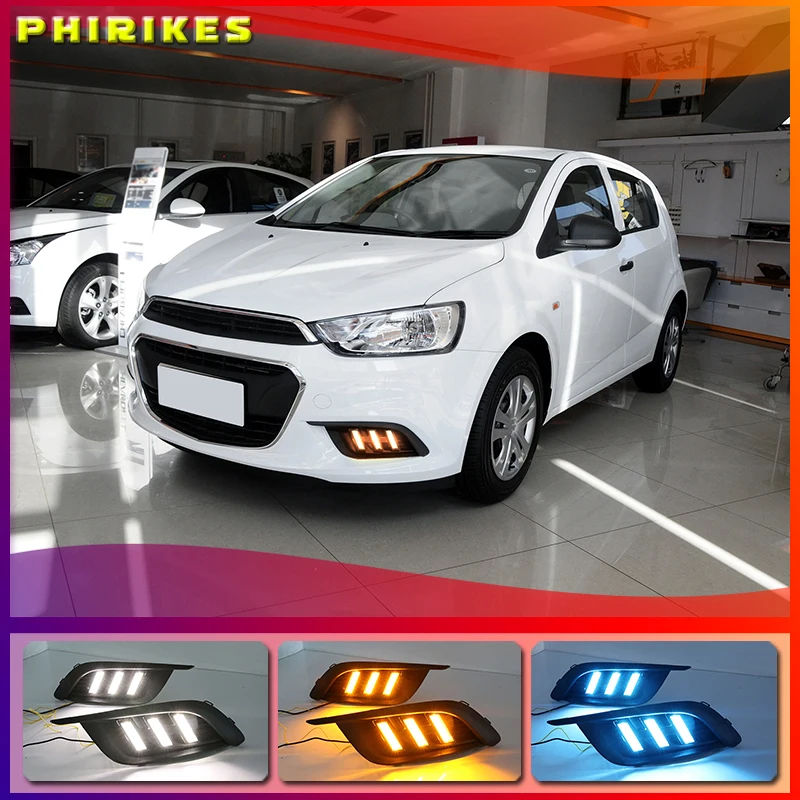 

2PCS LED DRL Daytime Running Lights Daylight With Turn Signal lamp For Chevrolet Chevy AVEO Sonic 2014 2015