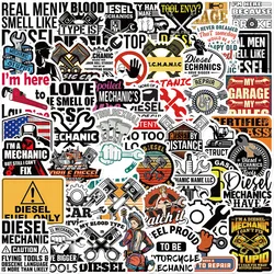 10/30/50pcs Cartoon Diesel Mechanic Sign Graffiti Stickers DIY Skateboard Motorcycle Laptop Car Phone Luggage Waterproof Sticker