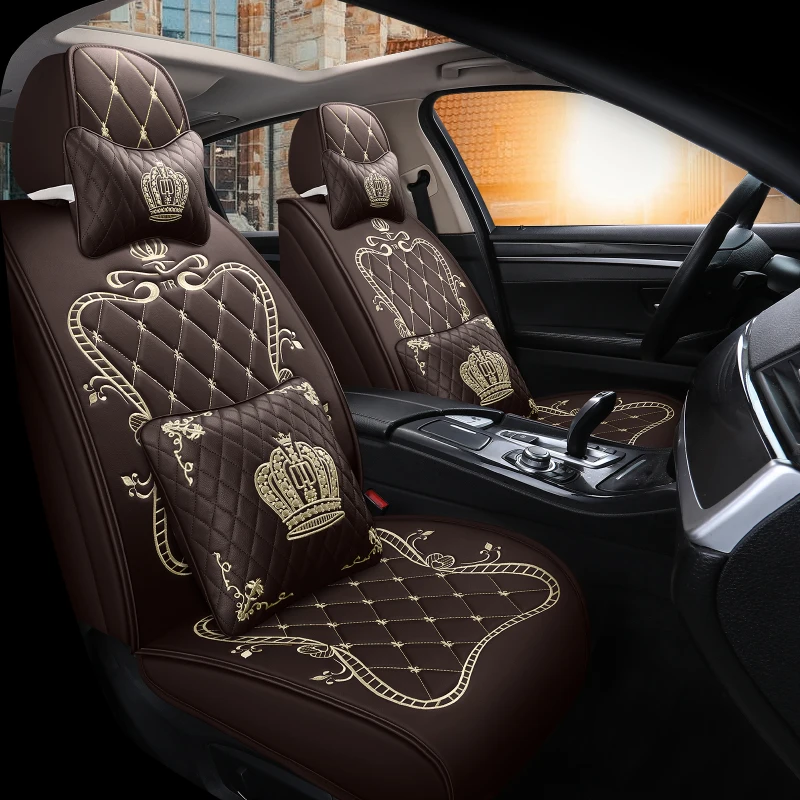 PU Leather Car Seat Covers For Sedan SUV Durable Leather Universal Five Seats Set Cushion Mats For 5 Seater car Fashion