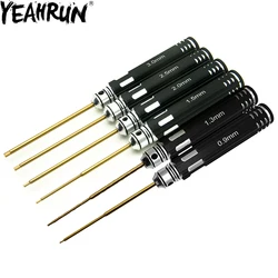 YEAHRUN Hex Screwdriver Set Titanium Plating Hardened Screw Driver 0.9/1.3/1.5/2.0/2.5/3.0mm for RC Car Aircraft Helicopters