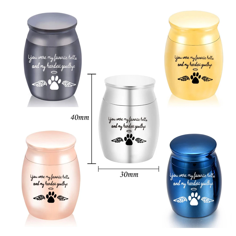 Angel wings cremation urn dog paw print ashes urn aluminum alloy Keepsake memorial pet cat/dog/bird