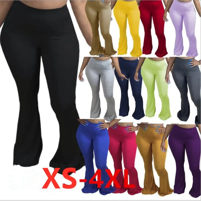 Casual XS-2XL Size Women Elastic Wide Leg Flare Pants Leggings High Waist Trousers Draped Jogger Pants Sweatpants