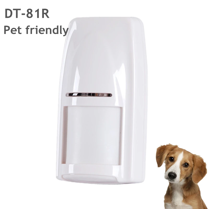 DT-81R senza fili Mircowave sensore di movimento PIR dual-tech rilevatore PIR amichevole per animali domestici funzionante con sistema di allarme