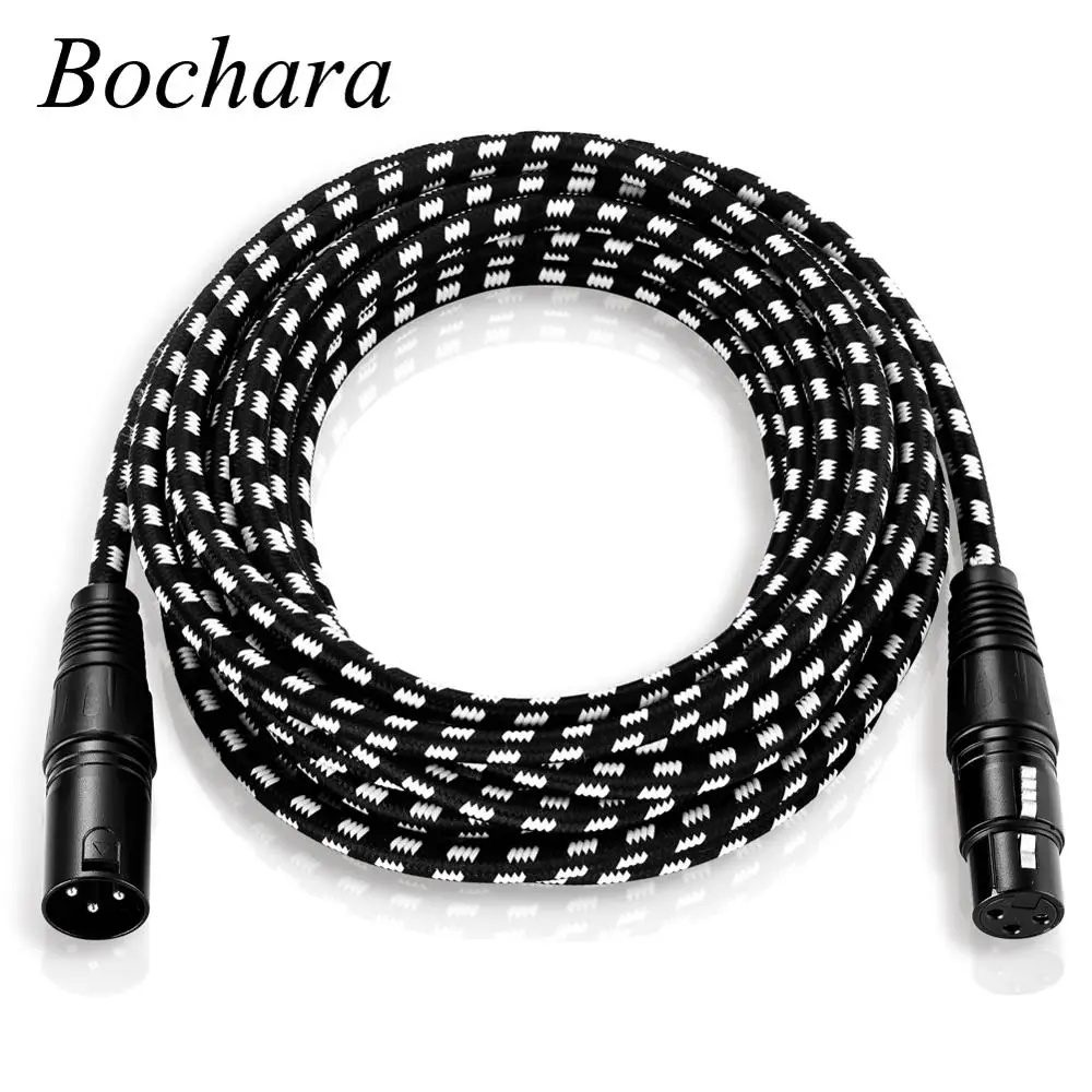 Bochara Fabric Braided XLR Cable Male to Female M/F 3pin jack Multi-Shielding OFC Copper For Mic Mixer 1m 2m 3m 5m 10m 15m 20m