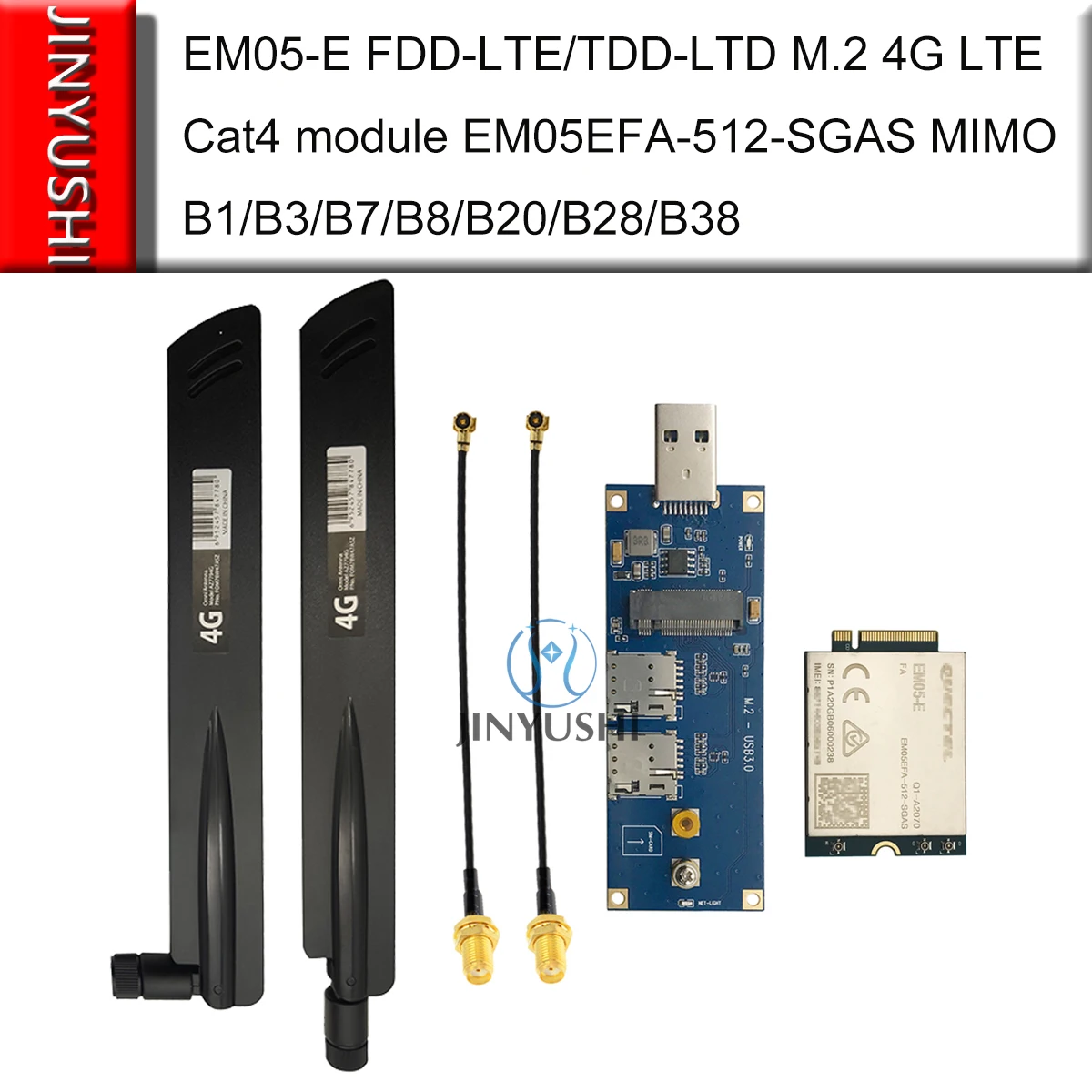 Quectel EM05-E FDD-LTE/TDD-LTD M.2 4G LTE Cat4 module EM05EFA-512-SGAS MIMO B1/B3/B7/B8/B20/B28/B38 With 4G antenna