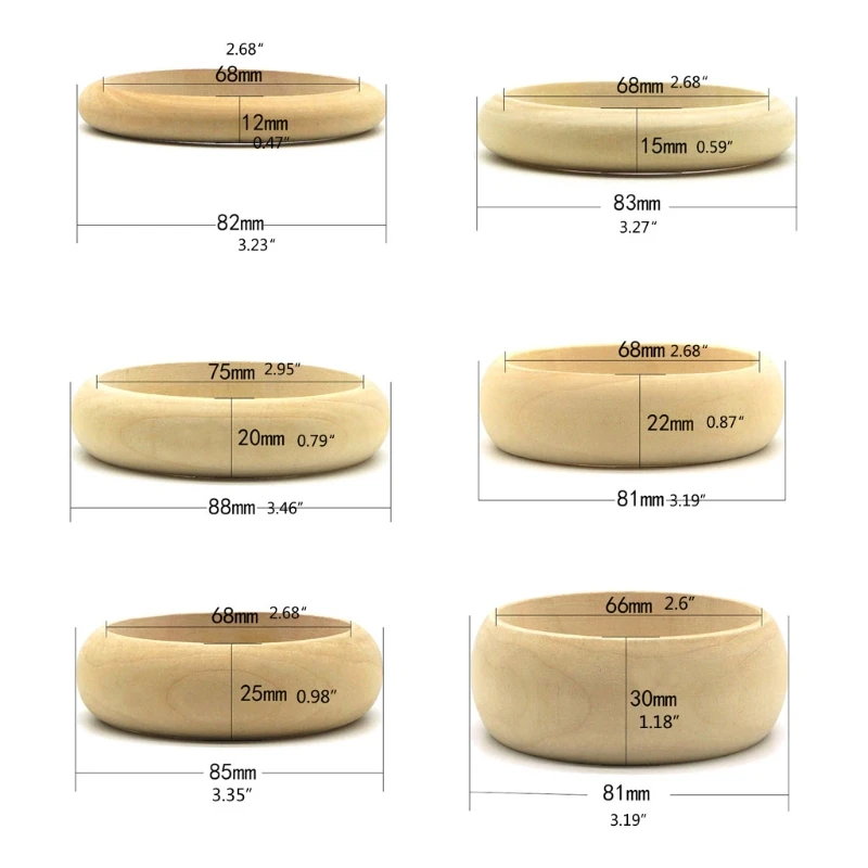 أساور إسورة خشبية فارغة غير مكتملة ، حلقة خشبية مستديرة طبيعية ، دائرة خشبية ، مشغولات رسم يدوية ، صناعة المجوهرات ، 6. من